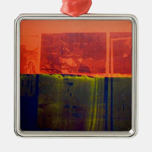 Rood en blauw metalen ornament (Voorkant)