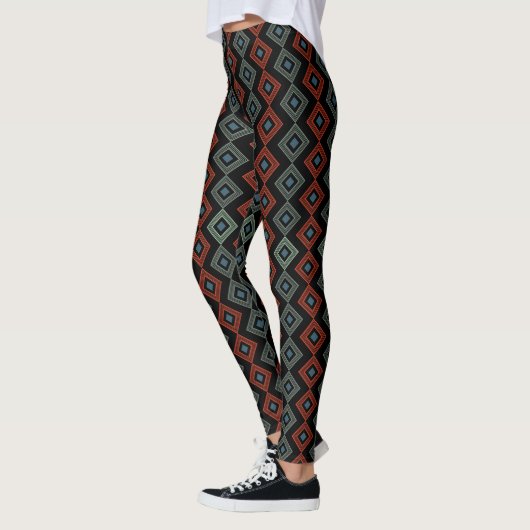 rood en blauw modern geruit Capri Leggings (Links)