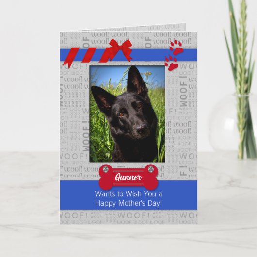 Rood en blauw Moederdag van de Dog Foto Kaart (Voorkant)