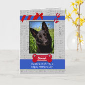 Rood en blauw Moederdag van de Dog Foto Kaart (Gele Bloem)