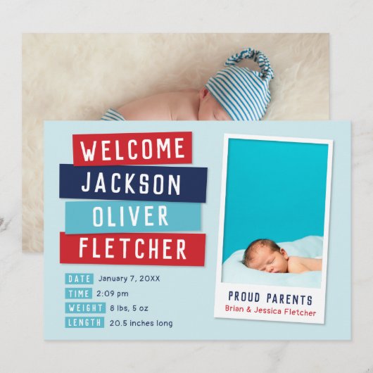 Rood en blauw momentopname 2 Aankondiging van gebo (Voorkant / Achterkant)