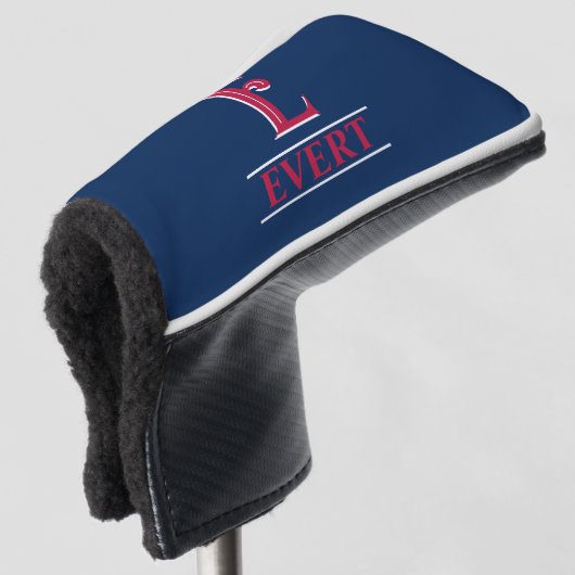 Rood en blauw Monogrammed Putter Head Hoesje Golfheadcover (3/4 voorkant)