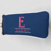 Rood en blauw Monogrammed Putter Head Hoesje Golfheadcover (Voorkant)