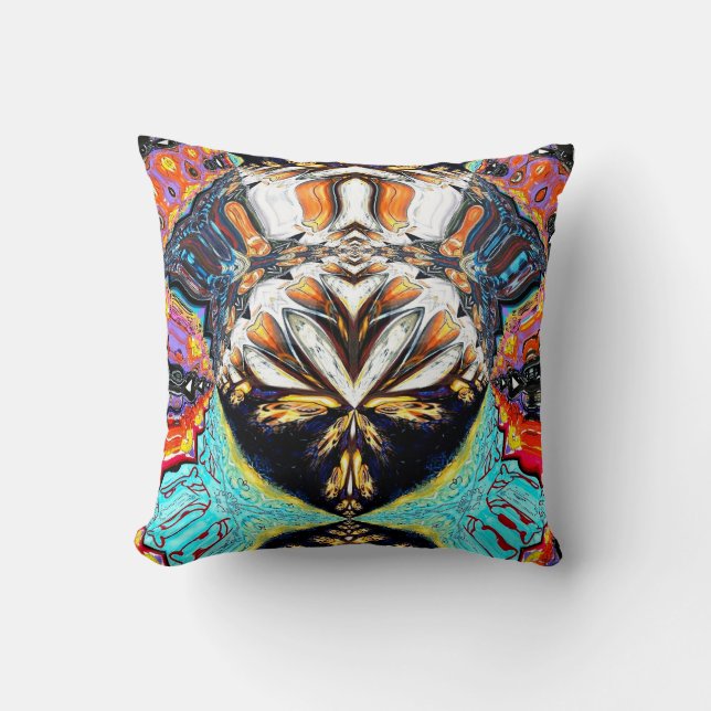 Rood en blauw Multicolor Abstract Sierkussen (Voorkant)