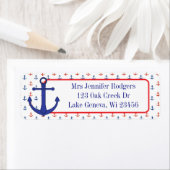 Rood en blauw Nautical Threator Anchor Etiket (Insitu)