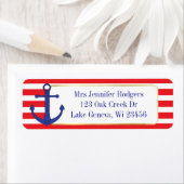 Rood en blauw Nautical Threator Anchor Etiket (Insitu)