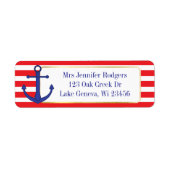Rood en blauw Nautical Threator Anchor Etiket (Voorkant)