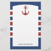 Rood en blauw Nautisch anker Briefpapier (Voorkant)