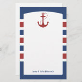 Rood en blauw Nautisch anker Briefpapier (Voorkant / Achterkant)