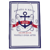 Rood en blauw Nautisch anker met zwammen Medium Cadeauzakje (Voorkant)