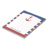 Rood en blauw Nautisch anker Notitieblok (Linkerzijde)