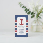 Rood en blauw Nautisch anker Visitekaartje (Staand voorkant)