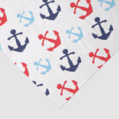 Rood en Blauw Nautisch Ankerspatroon Tissuepapier (Detail)
