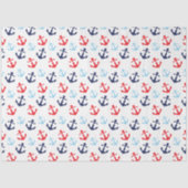 Rood en Blauw Nautisch Ankerspatroon Tissuepapier (Voorkant)