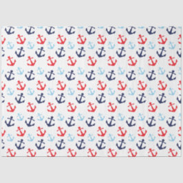 Rood en Blauw Nautisch Ankerspatroon Tissuepapier