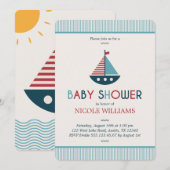 Rood en blauw nautisch Baby shower Kaart (Voorkant / Achterkant)