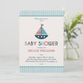 Rood en blauw nautisch Baby shower Kaart (Staand voorkant)
