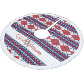 Rood en Blauw Nordic Fair Isle Argyle Familienaam Kerstboom Rok (Gekanteld)
