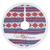 Rood en Blauw Nordic Fair Isle Argyle Familienaam Kerstboom Rok (Voorkant)