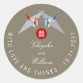 Rood en blauw oorsprongskaartje kruiden Aziatische Ronde Sticker (Voorkant)