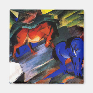 Rood en blauw paard door Franz Marc Magneet