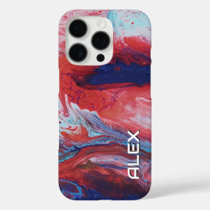 Rood en Blauw Paint Swirl – Abstract vloeistofpatr iPhone 16 Pro Hoesje