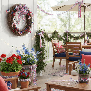 Rood en blauw paisley grosgrain lint