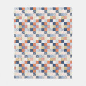 Rood- en blauw patchwork-ventilator fleece deken (Voorkant)