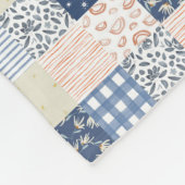 Rood- en blauw patchwork-ventilator fleece deken (Hoek)