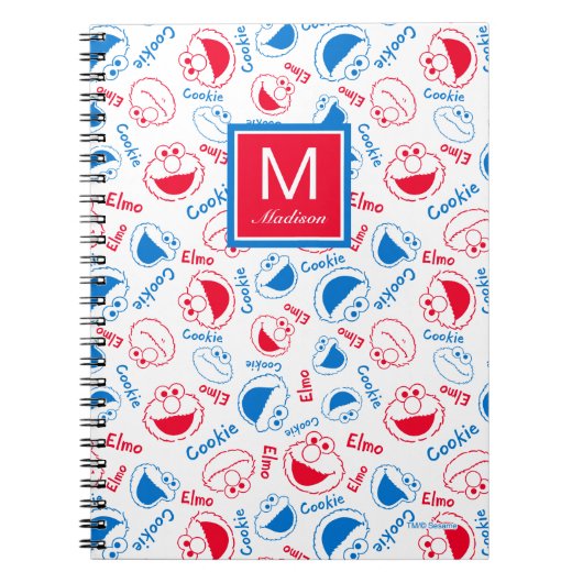 Rood en blauw patroon | Jouw namen toevoegen Notitieboek (Voorkant)