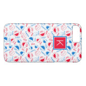 Rood en blauw patroon | Monogram Case-Mate iPhone Case (Achterkant (Horizontaal))