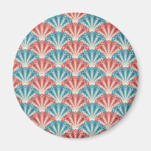 Rood en Blauw Pauwestaartpatroon Magneet