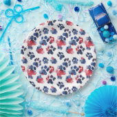 Rood en Blauw Paw 4th Juli Bord (Feest)