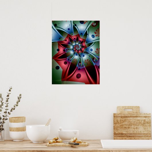 Rood en blauw petals poster (Keuken)
