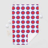 Rood en blauw poka Dots White Golfhanddoek (Insitu)
