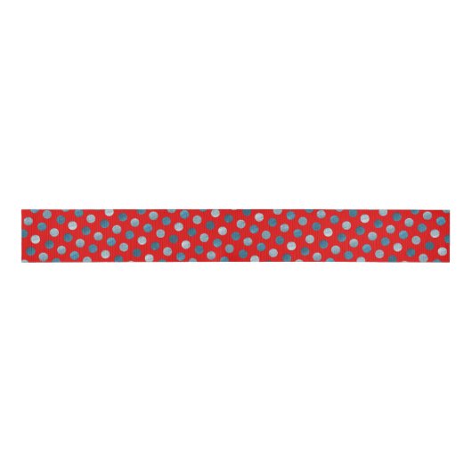 Rood- en blauw-pooldots Modern Cute Elegant Classy Grosgrain Lint (Voorkant)