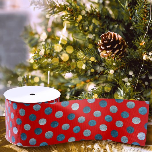 Rood- en blauw-pooldots Modern Cute Elegant Classy Grosgrain Lint