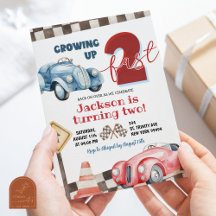 Rood en Blauw Racing Car Twee Fast Boy 2e Verjaard