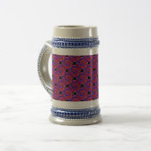 Rood en blauw randapparaat van Kenneth Yoncich Bierpul (Voorkant links)