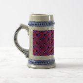 Rood en blauw randapparaat van Kenneth Yoncich Bierpul (Links)