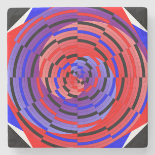 Rood en blauw randapparaat van Kenneth Yoncich Stenen Onderzetter