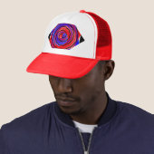 Rood en blauw randapparaat van Kenneth Yoncich Trucker Pet (In situ)