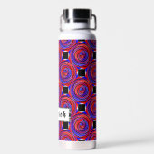 Rood en blauw randapparaat van Kenneth Yoncich Waterfles (Achterkant)