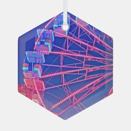 Rood en blauw reuzenrad glas ornament (Voorkant)