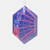 Rood en blauw reuzenrad glas ornament (Voorkant links)