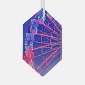 Rood en blauw reuzenrad glas ornament (Voorkant Rechts)