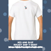 Rood en blauw Rocket Ship T-shirt