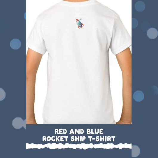 Rood en blauw Rocket Ship T-shirt