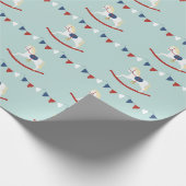 Rood- en blauw Rockpaard Cadeaupapier (Hoek)