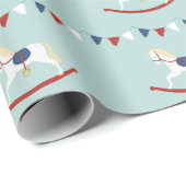 Rood- en blauw Rockpaard Cadeaupapier (Rol Hoek)
